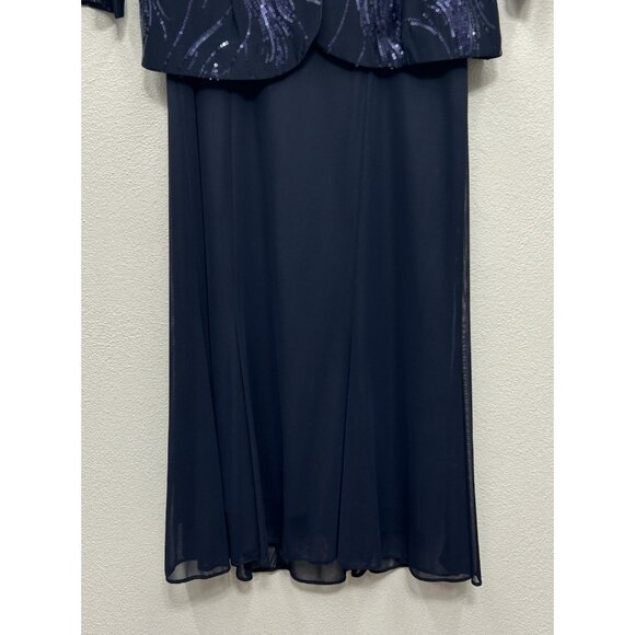 Alex Evenings sequin dress jacket set 8 petite Navy Mother Of The Bride Formal - Picture 5 of 9